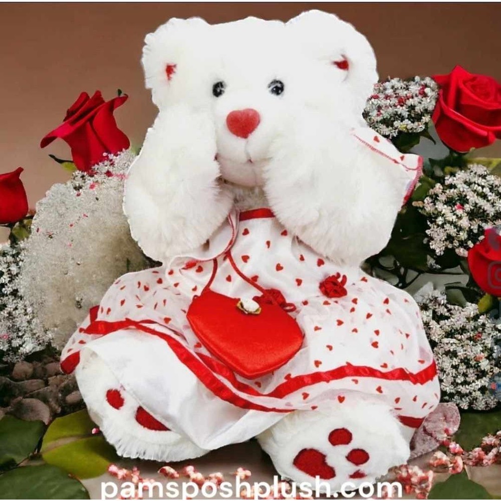 Build A Bear Hearts of Plenty Plush Heart Dress Purse Panties Magnetic Paws 1999